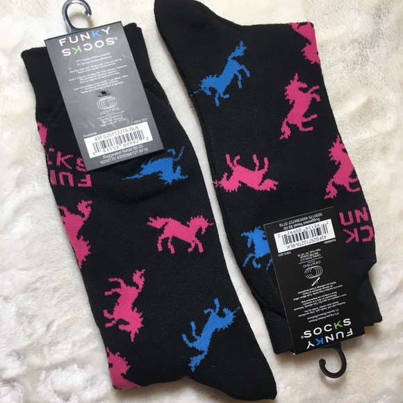 3/$20 NWT Unicorn print Funky Socks pink blue fun - Picture 3 of 4